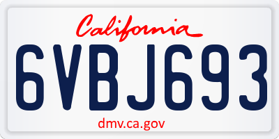 CA license plate 6VBJ693