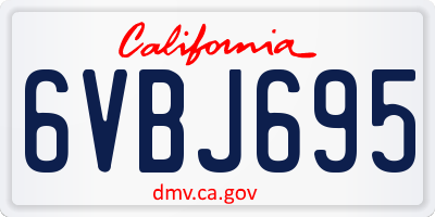 CA license plate 6VBJ695