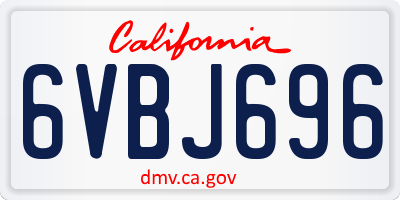 CA license plate 6VBJ696