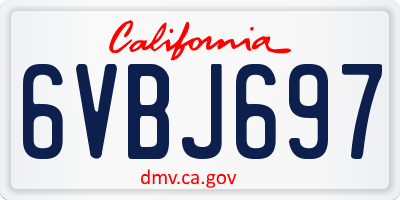 CA license plate 6VBJ697