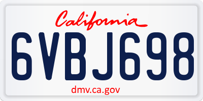 CA license plate 6VBJ698