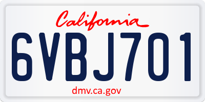 CA license plate 6VBJ701
