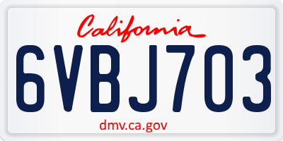 CA license plate 6VBJ703