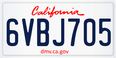 CA license plate 6VBJ705