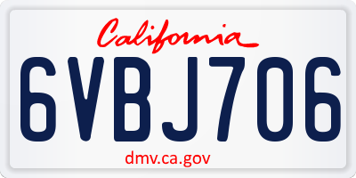 CA license plate 6VBJ706