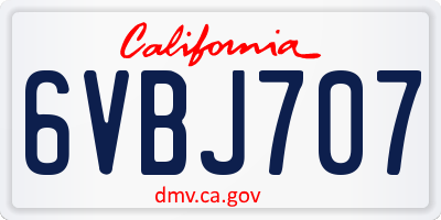 CA license plate 6VBJ707