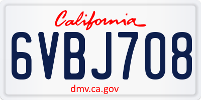 CA license plate 6VBJ708