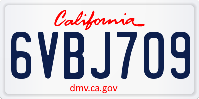 CA license plate 6VBJ709