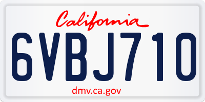 CA license plate 6VBJ710