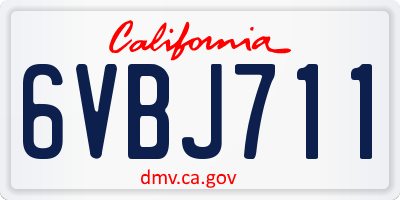 CA license plate 6VBJ711
