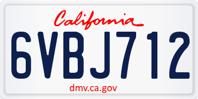 CA license plate 6VBJ712