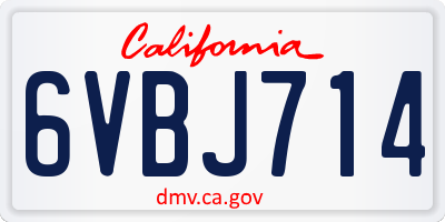 CA license plate 6VBJ714