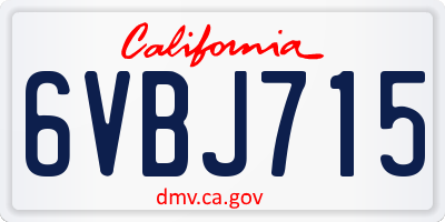 CA license plate 6VBJ715