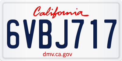 CA license plate 6VBJ717