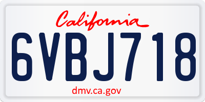 CA license plate 6VBJ718