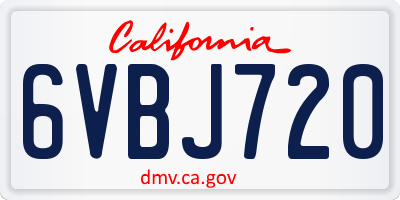 CA license plate 6VBJ720