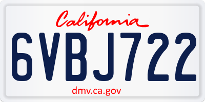 CA license plate 6VBJ722