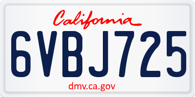 CA license plate 6VBJ725