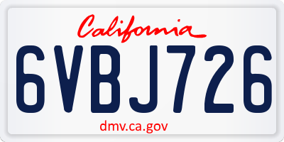 CA license plate 6VBJ726