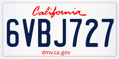 CA license plate 6VBJ727