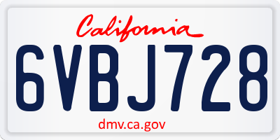 CA license plate 6VBJ728