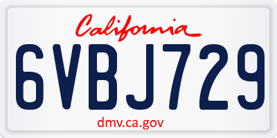 CA license plate 6VBJ729