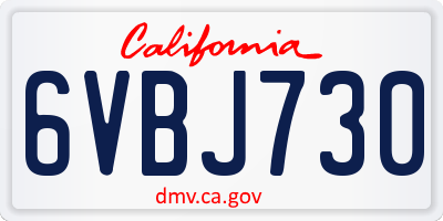 CA license plate 6VBJ730