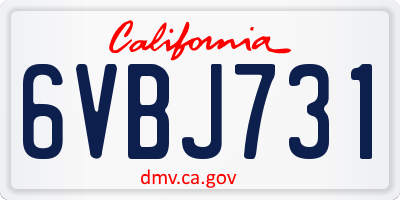 CA license plate 6VBJ731