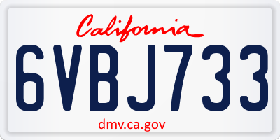CA license plate 6VBJ733