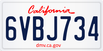 CA license plate 6VBJ734