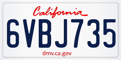 CA license plate 6VBJ735