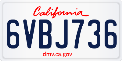 CA license plate 6VBJ736