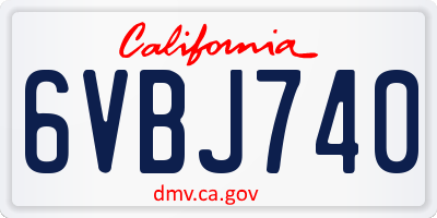 CA license plate 6VBJ740