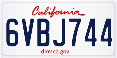 CA license plate 6VBJ744