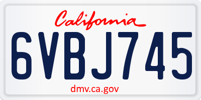 CA license plate 6VBJ745