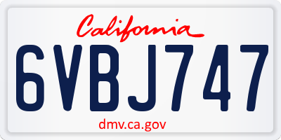 CA license plate 6VBJ747