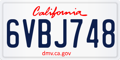CA license plate 6VBJ748