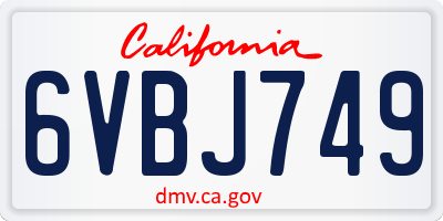 CA license plate 6VBJ749