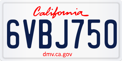 CA license plate 6VBJ750