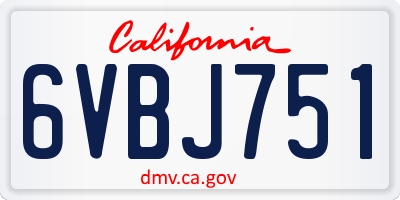 CA license plate 6VBJ751