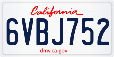 CA license plate 6VBJ752