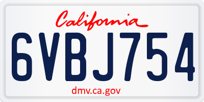 CA license plate 6VBJ754