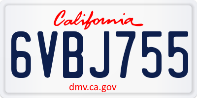 CA license plate 6VBJ755