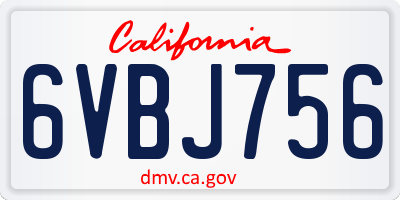 CA license plate 6VBJ756
