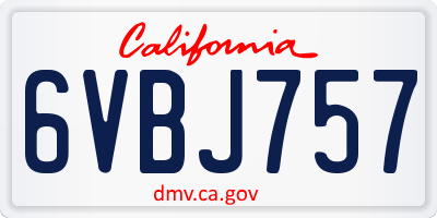 CA license plate 6VBJ757