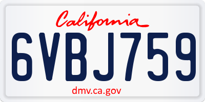 CA license plate 6VBJ759