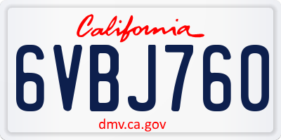 CA license plate 6VBJ760