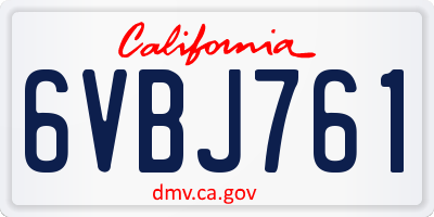 CA license plate 6VBJ761