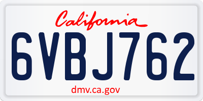 CA license plate 6VBJ762