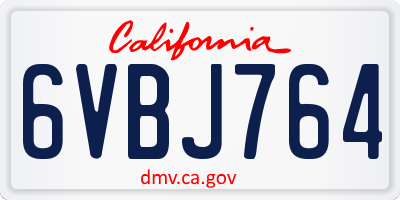 CA license plate 6VBJ764